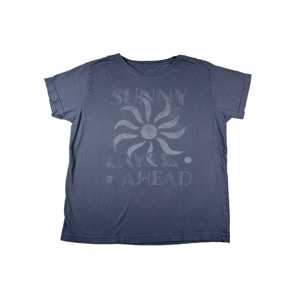 Roxy Sunny Days Ahead Graphic Tee Womens Large Gray Faded Distressed Surf Shirt